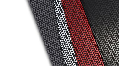 A 3d rendering image of colorful metal mesh plate on white background.