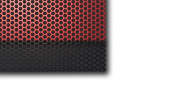 A 3d rendering image of colorful metal mesh plate on white background.