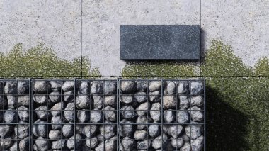 A 3d rendering image of metal blank sign on cracked concrete wall.