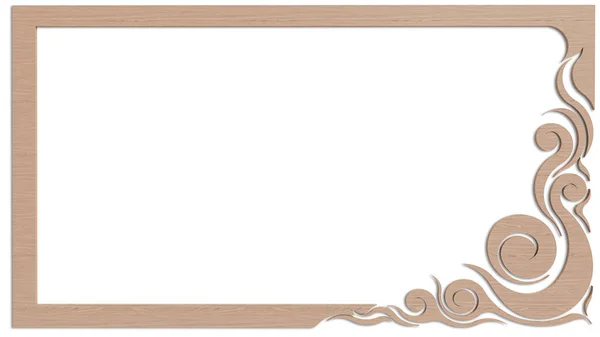 Rendering Image Wooden Thai Pattern Frame White Background — Stock Photo, Image
