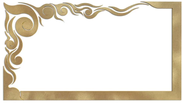 白い背景に金色のタイ模様のフレームの3Dレンダリングイメージ — ストック写真
