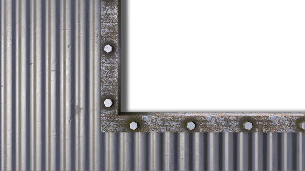 Een Weergave Van Een Roeststalen Frame Oude Metalen Plaatwand Dakpaneel — Stockfoto