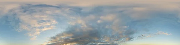 Sky panorama with Cirrus clouds in Seamless spherical equirectangular format. Full zenith for use in 3D graphics, game and editing aerial drone 360 degree panoramas for sky replacement