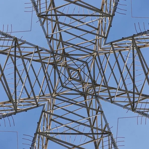 Pattern Designs Inspired Created Electric Pylon Design Blue Sky Square — Stock Photo, Image