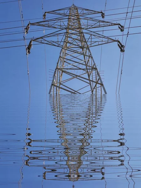 Pattern Ripple Effect Water Reflection Designs Inspired Created Electric Pylon — Stock Photo, Image