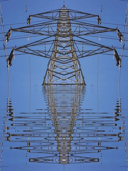 Pattern Ripple Effect Water Reflection Designs Inspired Created Electric Pylon — Stock Photo, Image