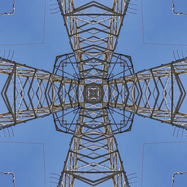 Pattern Designs Inspired Created Electric Pylon Design Blue Sky Square — Stock Photo, Image