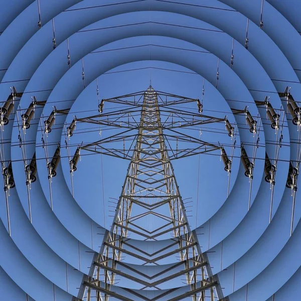 Pattern Concentric Circular Designs Inspired Created Electric Pylon Design Blue — Stock Photo, Image