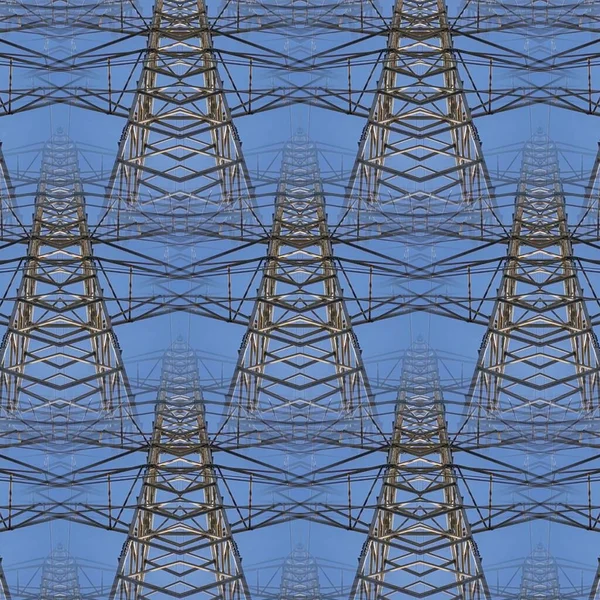 Pattern Repeating Designs Inspired Created Electric Pylon Design Blue Sky — Stock Photo, Image