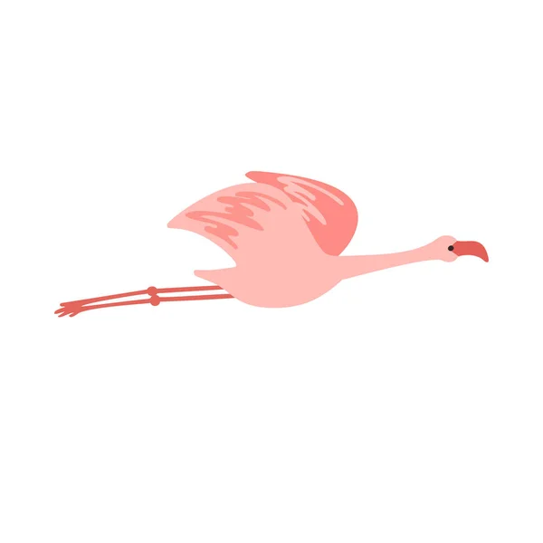 Fliegender süßer blassrosa Flamingo mit offenen Flügeln — Stockvektor