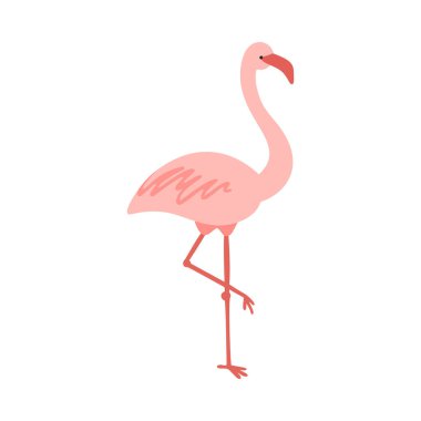 Sevimli soluk pembe flamingo vektör çizimi
