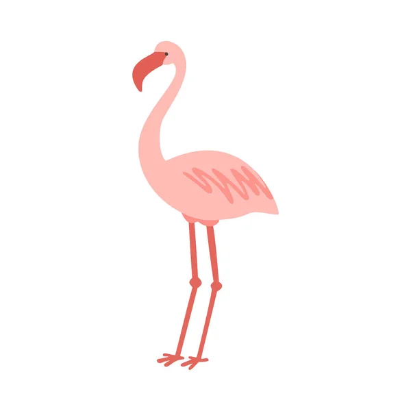 De pie lindo color rosa pálido vector flamenco ilustración — Vector de stock