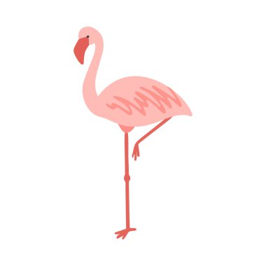 Sevimli soluk pembe flamingo vektör çizimi