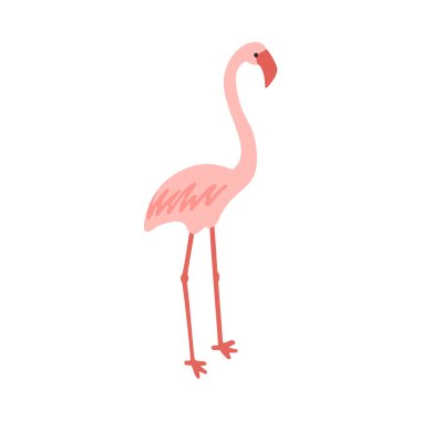 Sevimli soluk pembe flamingo vektör çizimi