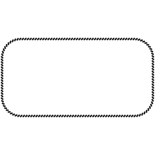 海図の枠の境界として直線糸またはロープ丸みを帯びた長方形 — ストックベクタ