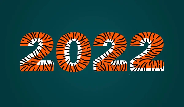 2022 numaralı büyük kaplan. - Mutlu yıllar. Kaplan Yılı. Çizgili 2022. Yeni Yıl Kutlama Kartı.