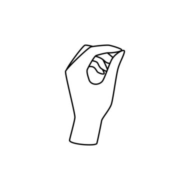 Yumuşak avuç içi, parmakları ve başparmağı zarif ifadelerle çizilmiş çizgili el çizimi. İnce şeyler tutmak metafordur..