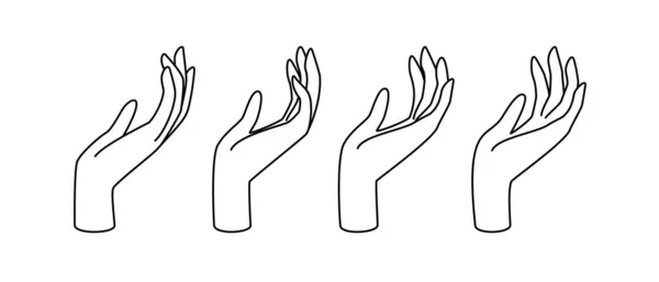 Womans hands line draw minimal icon collection. Abstract beauty and feminine symbol with delacate linear gestures. Royalty Free Stock Illustrations
