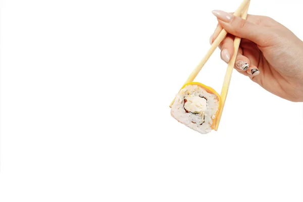 Sushi Rolt Philadelphia Kaas Gerookte Zalm Roomkaas Komkommer Binnen Kaas — Stockfoto