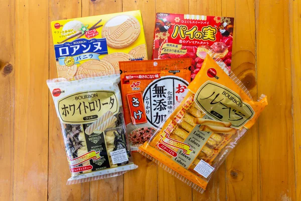 Nakhon Ratchasima Thailand July 2021 Various Japanese Snack Japan Bought — Stockfoto