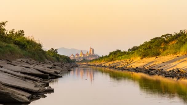 Time Lapse Tiger Cave Temple Kanchanaburi Thailand Popular Place Tourists — Stock Video