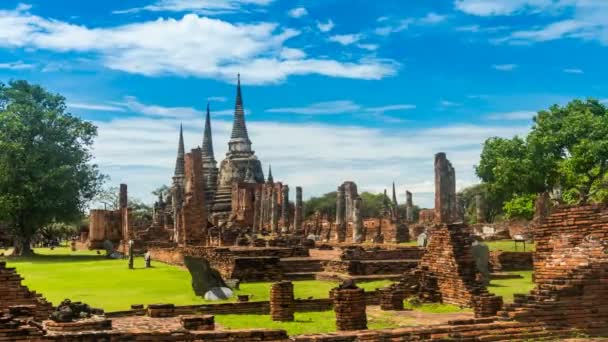 Time Lapse Wat Phra Sanphet Ayutthaya Historický Park Staré Starobylé — Stock video