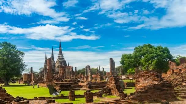 아유타야 공원에 Time Lapse Wat Phra Sanphet 과많은 반사되어 장소이다 — 비디오