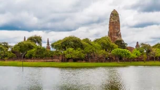 Zeitraffer Wat Rama Ayutthaya Historical Park Ist Eine Alte Antike — Stockvideo