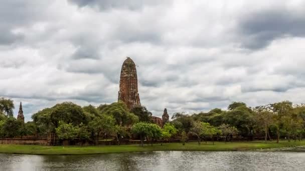 Time Lapse Wat Rama Vid Ayutthaya Historical Park Gammal Antik — Stockvideo