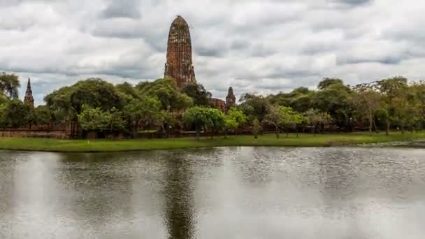 Time Lapse Wat Rama Ved Ayutthaya Historical Park Gammelt Sted – stockvideo