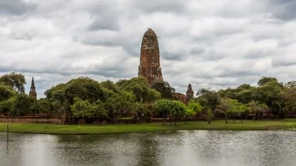 Time Lapse Wat Rama Ayutthaya Historical Park Old Ancient Site — Stock Video