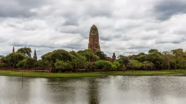 Zeitraffer Wat Rama Ayutthaya Historical Park Ist Eine Alte Antike — Stockvideo