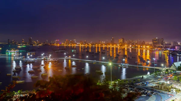 Panorama Cityscape Pattaya Twilight Bali Hai Cape Chonburi Thailand — Stock Photo, Image