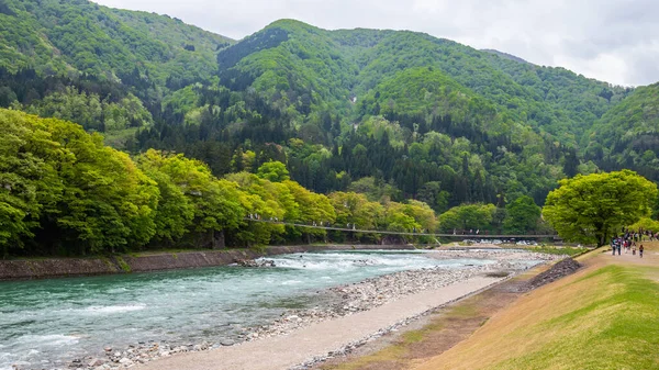 Brug Rivier Naar Shirakawa Dorp Prefecturen Gifu Toyama Japan — Stockfoto