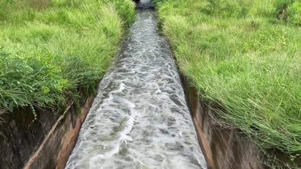 Het Water Stroomde Uit Dam Onderweg Water Voeren Langzame Beweging — Stockvideo