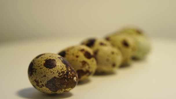 Spotted Quail Eggs Light Background Natural Eco Friendly Products — Stock Video