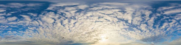 Dark Blue Sunset Sky Panorama Pink Cumulus Clouds Seamless Hdr — Stockfoto