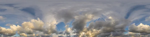 Sötétkék Szürkület Panoráma Cumulus Felhőkkel Zökkenőmentes Hdr 360 Panoráma Gömbölyű — Stock Fotó