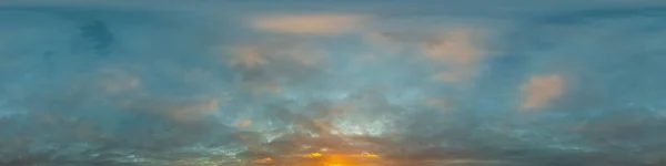 Panorama Ciel Crépusculaire Bleu Foncé Avec Nuages Cumulus Panorama Sans — Photo