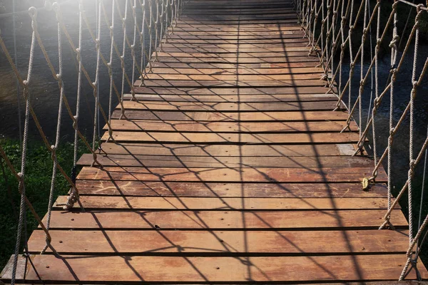 Hanging Rope Bridge in nature background.