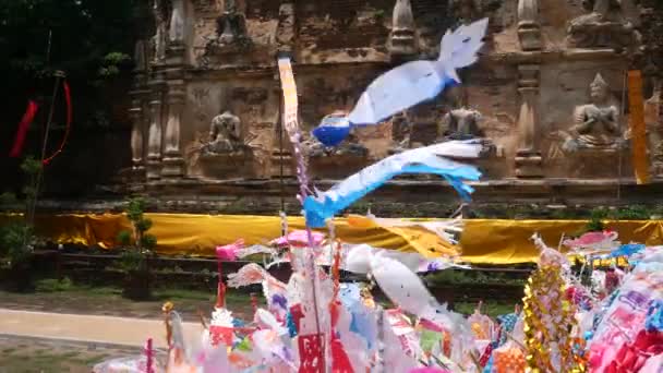 Wat Chet Yod Historický Chrám Tung Lanna Festival Chiangmai Thajsko — Stock video