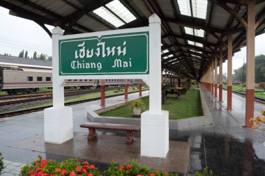 Chiang Mai, Tayland - 9 Eylül 2022: Chiang Mai Tren İstasyonu Bangkok Tayland 'a.
