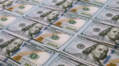 Nakit para banknotları. Amerikan doları kapanıyor. Yüz Amerikan doları. Yığınla nakit. Finans ve para kavramı 