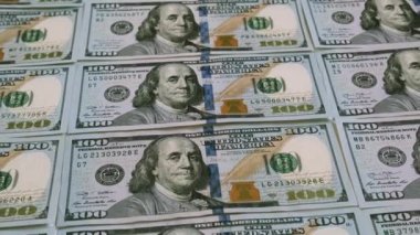 Nakit para banknotları. Amerikan doları kapanıyor. Yüz Amerikan doları. Yığınla nakit. Finans ve para kavramı 