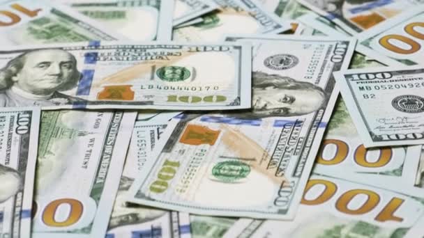 Bankbiljetten Contanten Amerikaanse Dollars Sluiten Honderd Dollar Oogst Van Ons — Stockvideo
