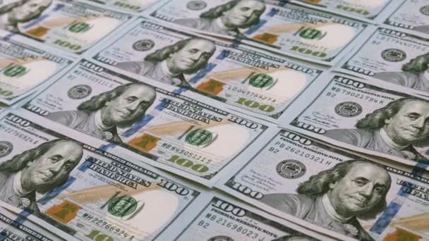 Banconote Contanti Dollari Americani Chiudono Cento Dollari Americani Mucchio Soldi — Video Stock