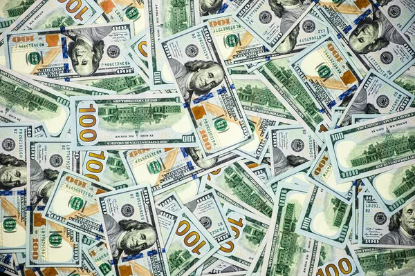 Käteisrahan Setelit Alkuun Näkymä Yhdysvaltain Dollareita Lähikuvassa Amerikkalainen Sata Dollaria — kuvapankkivalokuva