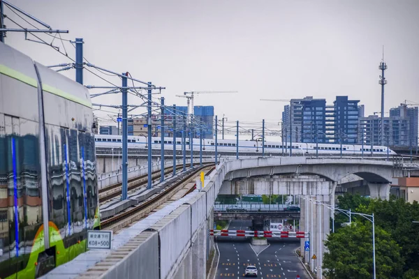 Foshan China August 2021 Nanhai Tram Line Нова Трамвайна Система — стокове фото