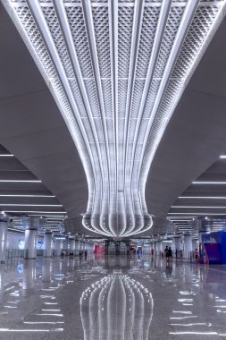 Guangzhou, Çin 1, 2021 Guangzhou Metro 18 hattı ekspres metro hattıdır. Çalışma hızı 160 km / saat (99 mph)).