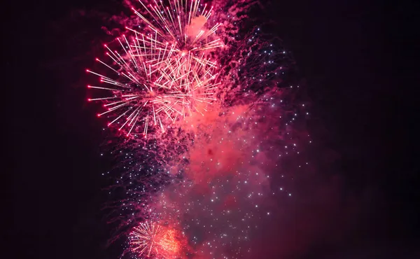 Vacanza Fuochi Artificio Sfondi Con Scintille Stelle Colorate Nebulosa Luminosa — Foto Stock